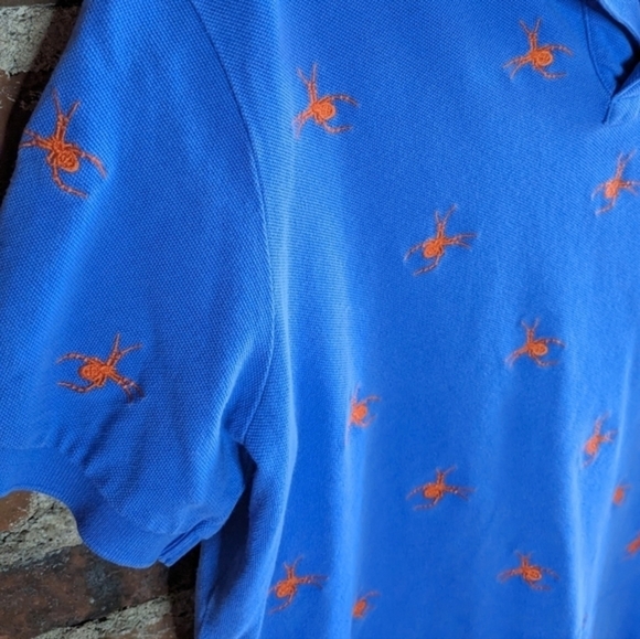 Halloween Polo‎ by Ralph Lauren Large Custom Fit Blue Polo w/ Embroidered Spider - Picture 3 of 10